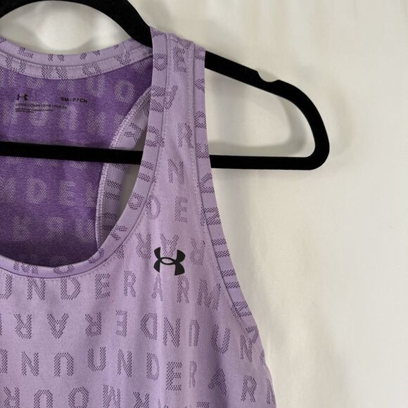 Under Armour Tank Top Women's Small Purple Racerback Sleeveless Logo Print - Picture 3 of 8